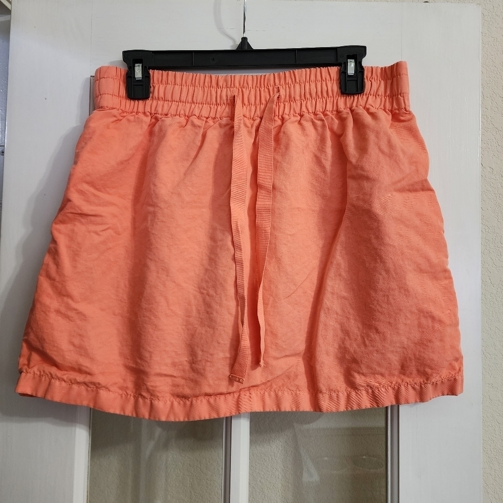 J.Crew Sz 2 Coral Paper-Bag Waist Drawstring Cotton/Ramie Mini Skirt Style 78626